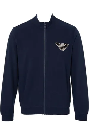 Emporio Armani Felpa da Uomo in Pile con Cerniera Maglia di Tuta, Marina Militare, S