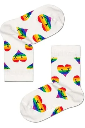 Happy Socks Kids Pride Smiling Heart, Unisex Bambini E Ragazzi, Bianco , 2-3 anni