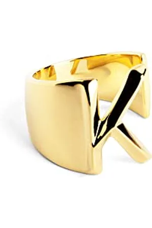 SINGULARU Anello Personalizzato Letter Signet. Massiccio Regolabile. Ottone con Finitura Placcata 18Kt. Taglia Unica. Gioielli da Donna. Lettera K