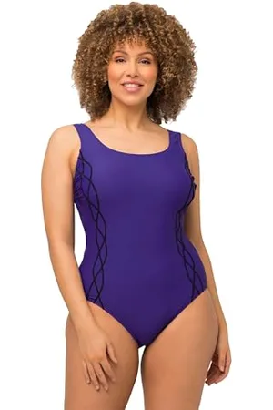 Ulla Popken Costume da Bagno, Pipings, Fascia sotto Il Seno, Fodera Anteriore Donna, , 70