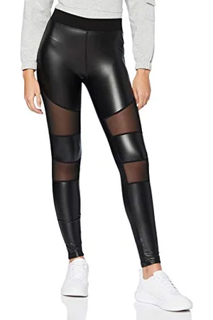 Urban classics Ladies Tech Mesh Faux Leather Leggings, , S Donna