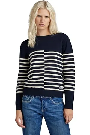 G-Star Donna Broken Stripe Jumper, (salute D24489-D563-C742), L