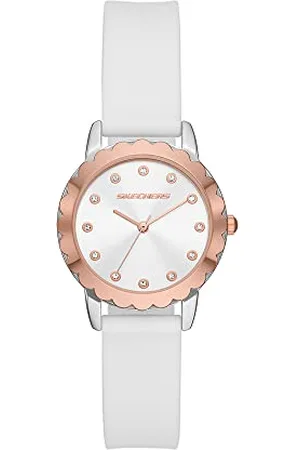 Skechers Orologio Anaheim da donna, movimento a tre lancette, cassa in lega argentata da 30 mm con cinturino in silicone, SR6235