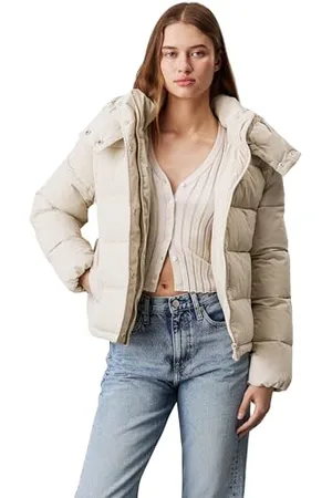 Calvin Klein Jeans Donna MATTE MONOLOGO ND SHORT PUFFER J20J224119, Grey (Pelican), L