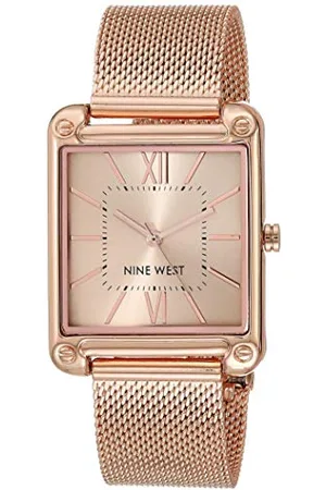 Nine West Orologio da donna con cinturino in maglia mesh, Oro