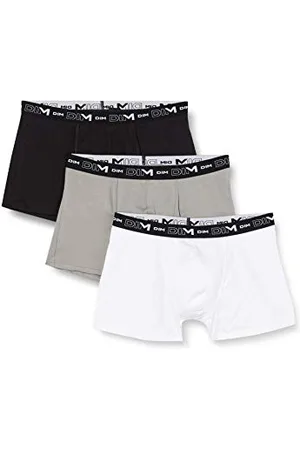 Dim Boxer in Cotone Elasticizzato Traspirante Supporto Ottimale Uomo x3, Nero/Grigio/Bianco, S