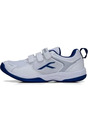 Hundred Court Star Non-Marking Badminton Shoes for Boys (White/Navy, EU 34/UK 1/US 2) | Lightweight | X-Cushion Protection | Suitable for Indoor Tennis/Squash/Table Tennis/Basketball & Padel