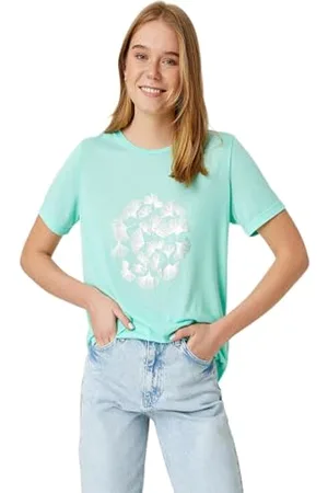 Koton Crew Neck Short Sleeve Printed T-Shirt, (786), M Donna