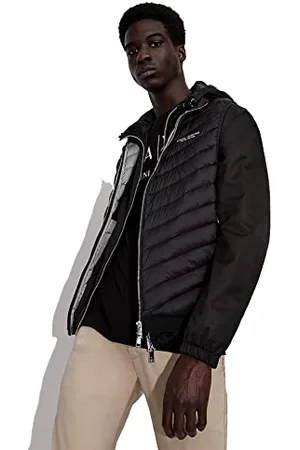 Armani Exchange 100% Down, Front Logo, Elastic Waistband with Logo, Uomo, (Black/Melange Grey), L