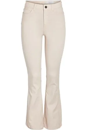 Noisy May Nmsallie HW Flare Jeans Oatmeal Noos, , 28W x 30L Donna