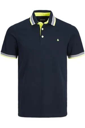 JACK & JONES JACK&JONES PLUS Jjepaulos-Polo SS Noos Pls, Blu Scuro/Dettaglio: Neon, 3XL Uomo