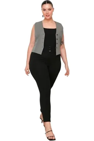 Trendyol Donne Vita Alta Skinny Slim Fit Plus Size Pantaloni, , 3XL Donna