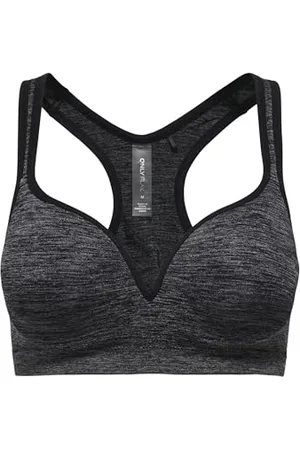 ONLY Onpmartine Seamless Sports Bra Opus, Reggiseno Sportivo Donna, (Black Detail Melange), L