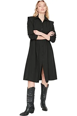 Trendyol Woman Petite Mini Ruffle Hem Crew Neck Woven Dress Vestito, , 38 Donna