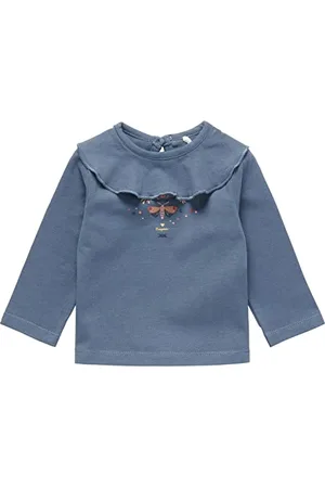 Noppies Baby Maglietta a Maniche Lunghe da Ragazza Lembang T-Shirt, China Blue-P965, 6 Mesi Bimba
