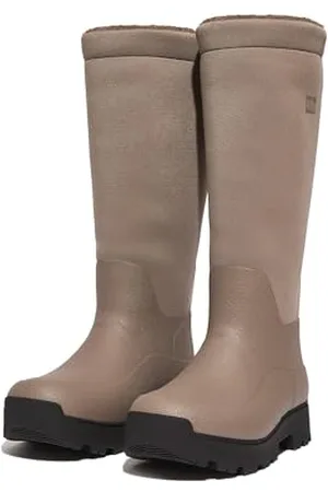FitFlop Wonder Welly-Extra Performance Roll Down, Stivali in Gomma Donna, Marrone (Minky Grey), 41 EU