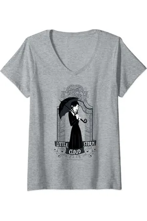 Wednesday Little Storm Cloud Nevermore Academy Gates Maglietta con Collo a V