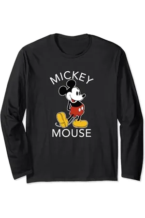 Disney Mickey Mouse Arms Back Leg Out With Text Maglia a Manica