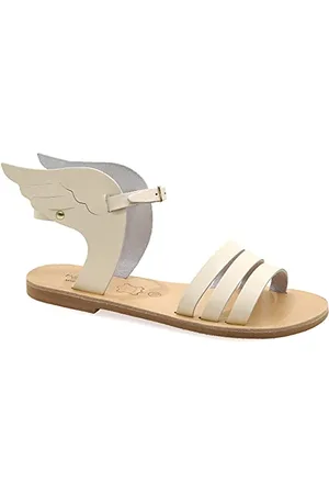 Emmanuela Handcrafted For You Emmanuela Antique Sandali in pelle greca con cintura fibbia regolabile, scarpe estive fatte a mano di alta qualità per signore, sandali cinturini con ali oro rosa, , nero, giallo, , 37 EU