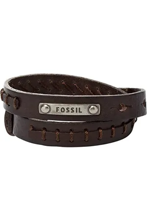Fossil Bracciale Da Uomo Vintage Casual, Doppio Avvolgimento Lunghezza Totale: 480 mm Bracciale In Pelle Marrone, JF87354040