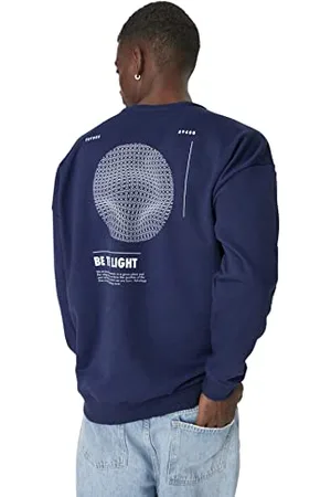 Trendyol Felpe da Uomo Geometrica Manica Lunga Oversize Maglia di Tuta, , XXL