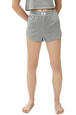 Koton Tag Detail Elastic Waist Pajama Bottom Shorts Pantaloncini, (Grm), M Donna