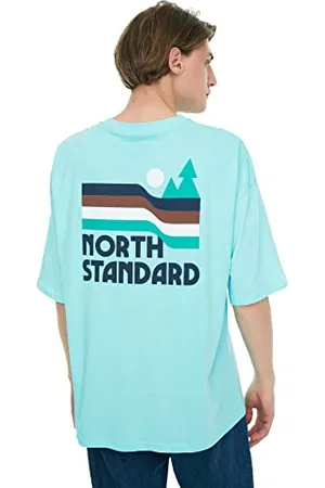 Trendyol Mint, Maglietta da Uomo con Scollo Rotondo, a Maniche Corte, con Stampa T-Shirt, , XS