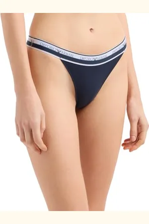 Emporio Armani Stretch Cotton Logoband 2-Pack T-Thong, Mutandine Perizoma Donna, (Marine), L