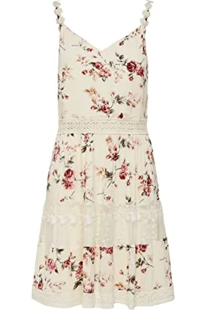 ONLY Onlkarmen Anne Life S/L Short Dress Wvn Noos Vestito, Rose Flower/Creme Brulee, 46 IT