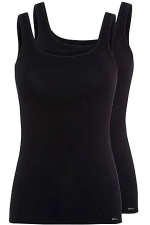 Skiny Damen Tank Top 2er Pack Advantage Cotton Canottiera, Black, 38 (Pacco da 2) Donna