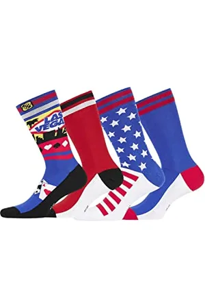 Freegun Calzini Uomo Divertenti – Set di 4 Calze Uomo Lunghe, comodi e colorati, Rosso, Blu, Rosso, Taglie 39/42