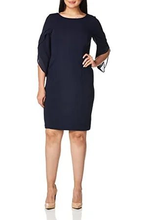 DKNY Abito con Maniche in Chiffon a 3/4 Vestito, , 50 Donna