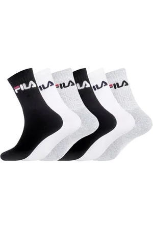 Fila Calzini Uomo Sportivo Resistente, Set di 6 Calze Uomo Lunghe, Allenamento e Flessibili, Bianchi, Nero, Grigio, Taglie 35/38
