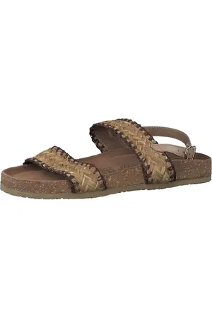 Marco Tozzi Sandali Donna Bassi con Cinturino Regolabile Comodi, Multicolore (Nature Comb), 41 EU