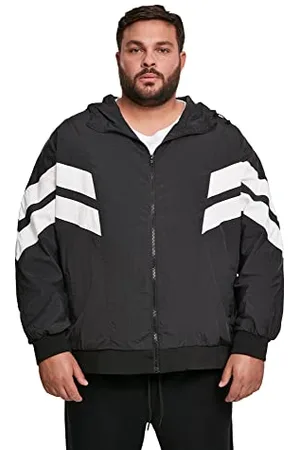 Urban classics Giacca con Zip e Cappuccio Uomo, Giacca Leggera con Strisce Colorate, Giacchetta Idrorepellente per Training in Stile anni 80´, Taglie S - 5XL