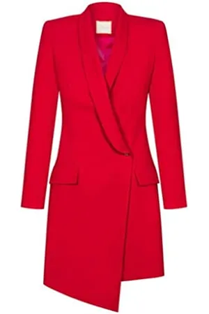 Swing Blanca | Rot | XL Altalena Moda Donna Elegante Lavoro | tubini Festivo | Vestito da Festa | Abiti da Cocktail | Mini Sera | Abito a Maniche Lunghe | Scollo a V | Breve | | 42, 48