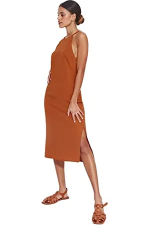 Trendyol Women Bodycon Fitted Woven Dress Abito Midi Tessuto Aderente da Donna, , 68