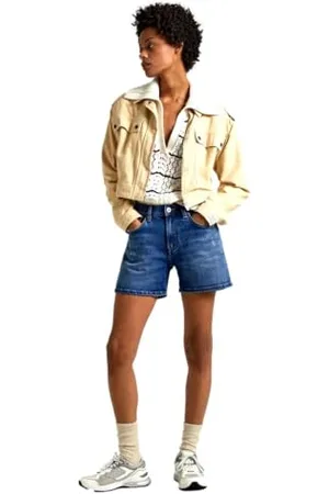 Pepe Jeans Straight Short Hw, Pantaloncini Donna, (Denim-HU4),31W