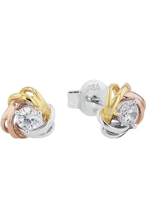 Amor Orecchini a perno Orecchini da Donna in Argento 925, con zirconi sintetici, 0,8 cm, tricolore, nodo, Forniti in confezione regalo per gioielli