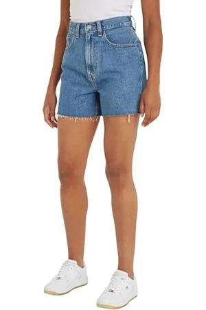 Tommy Hilfiger Pantaloncini in Jeans Donna Mom Short Elasticizzati, Blu ( Medium), 34W