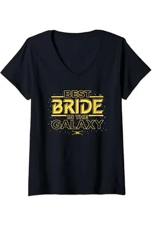 STAR WARS Donna Best Bride in the Galaxy Honeymoon Wedding Party Maglietta con Collo a V