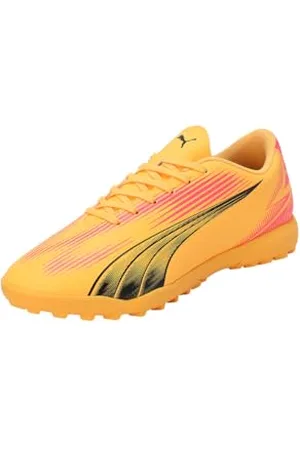 PUMA Ultra Play TT, Soccer Shoe Unisex-Adulto, Sun Stream Black-Sunset Glow, 44 EU