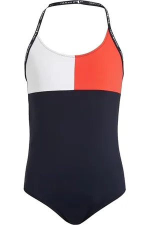 Tommy Hilfiger Costume da Bagno Bambina One Piece Allacciatura sul Collo, (Desert Sky), 14-16 Anni