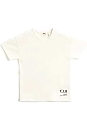 Koton Maglietta Basic a Maniche Corte Label Detail Waffle Textured T-Shirt, (002), 5-6 Anni Bambini e Ragazzi