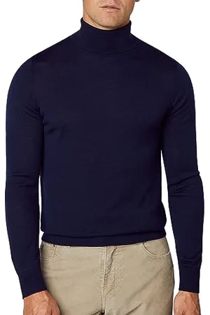 Hackett Hackett Girocollo in Seta Merino Pullover, (Navy), S Uomo