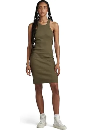 G-Star Donna Slim Ribbed Tank Dress, (dk shamrock D24485-D289-7159), S