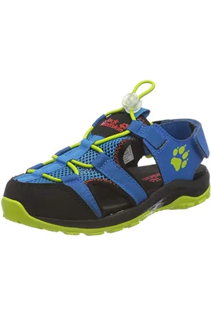 Jack Wolfskin Outdoor Action Sandal K, Arrampicata, Blu (Blue/Lime 1176), 30 EU