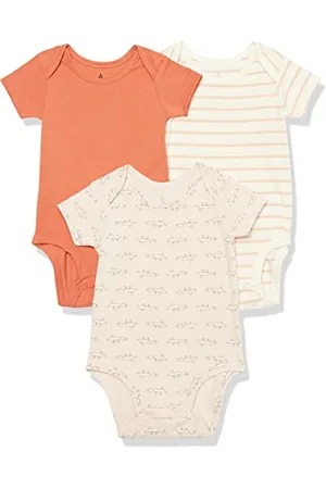 Amazon Body a Maniche Corte in Jersey di Cotone Elasticizzato (precedentemente Amazon Aware) Unisex Bimbi, Pacco da 3, , 0-3 Mesi