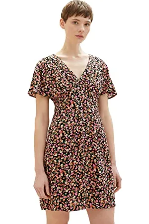 TOM TAILOR 1036825 Vestito, 31952-Black Flower Print, S Donna