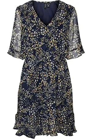 VERO MODA Vmdora Kaya 2/4 Abito Corto Wvn Ga Vestito, , S Donna